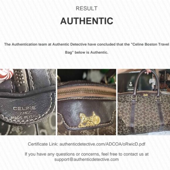 Celine Vintage Brown Monogram Boston Bag with COA in EUC - Picture 6 of 12
